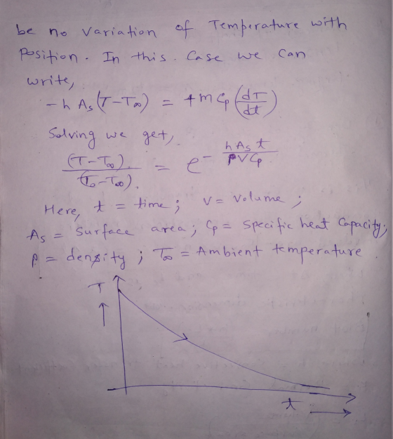 be no Variation position. In this of Temperature with case we can. write, -has (T-To) = 4 me (IT) Solving we get (T-Tool - e-