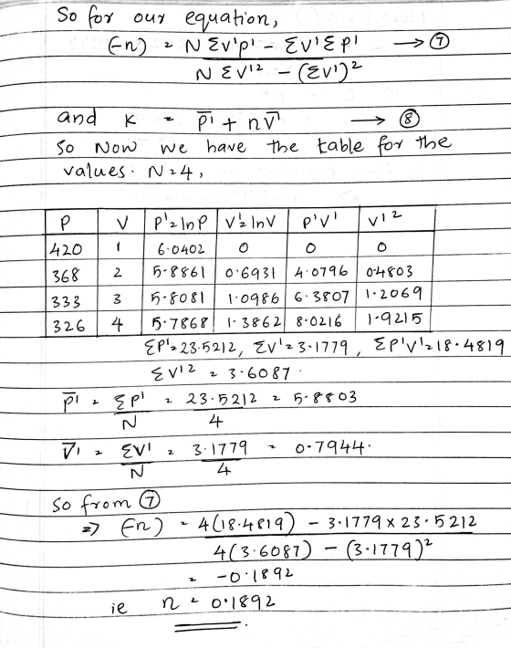 So for our equation, En N Evp - Eviepi NEV12 -(Evig2 => 18 and Pt n so Now we have the table for the values. N24) P V Pri