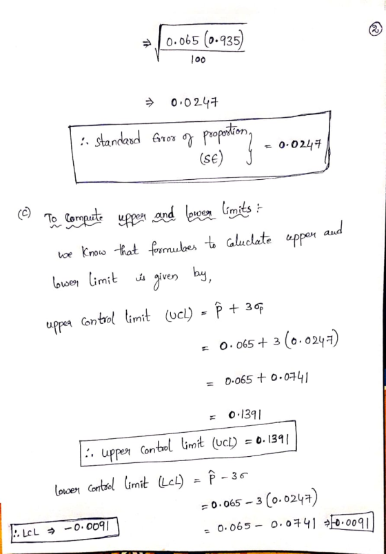 0.065 (0.935) 100 + 0.0247 :: standard foror og proportion, (se) y = 0.0247 © To compute upper and lower limits : we know tha