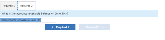 Required 1Required 2 What is the accounts receivable balance on June 30th? Total accounts receivable at June 30 Required 1 Re