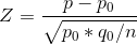 Z= р- Po V Po* 90/n