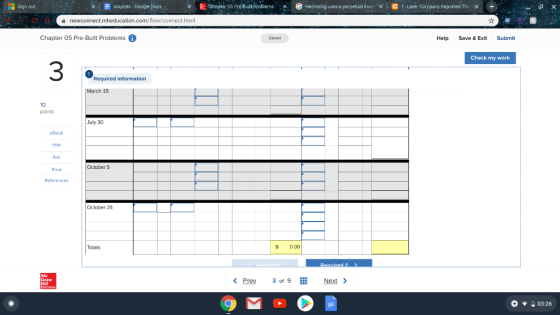 h apter 05 Pre But Problems Hemming uses a perpetual inven X C 1: Laker Company Reported The X OX Sign out 6 sources - Google
