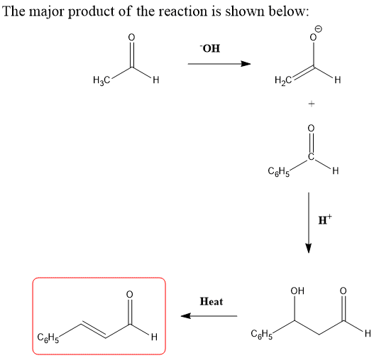 The major product of the reaction is shown below: OH Нас H2C CeH5 он Heat CeH5 CeH5