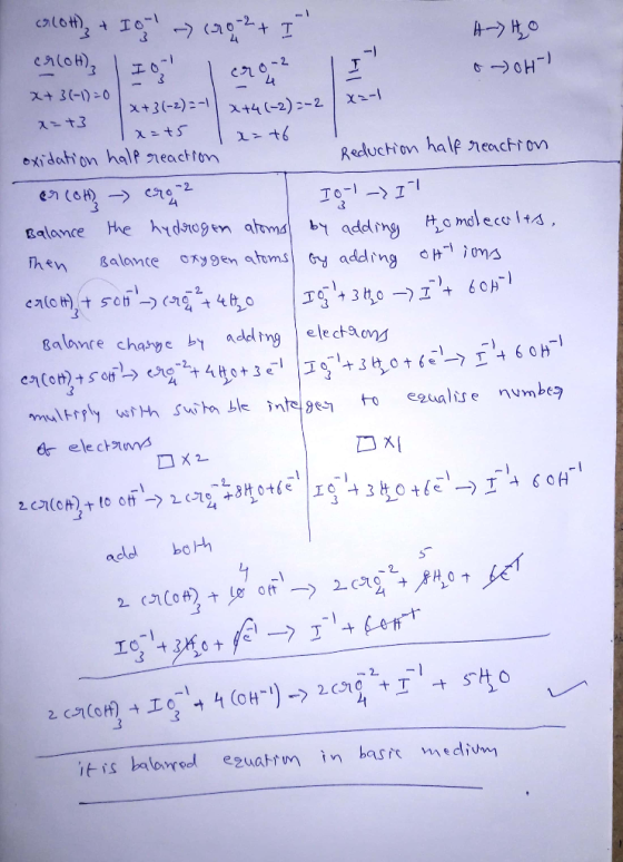 calot,Ic r0-2 4 3(-1) -0 ス+ X+3(-2)- X+4(2)-2 x 入-+3 oxidation hale reactton Reduction half neacht on I I Hhe hydrogen attms