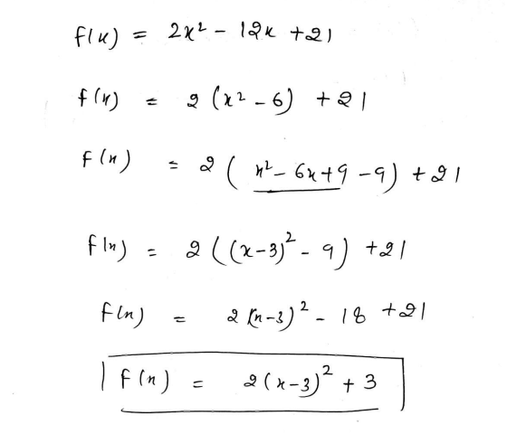 flu) = 282 - 19+2) f() 2(22-6) +21 fln) = ( 42-6279-9) +91 fln) = 2((2-3) - 9) +21 fln) = (n=3)2 - 18 +21 I fin) = 2(4-3)+ 3