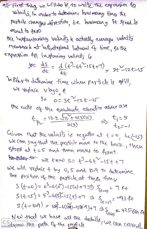 AJE First thing we will do is to write the expression for velocily, in order to determine how many time, the particle changes