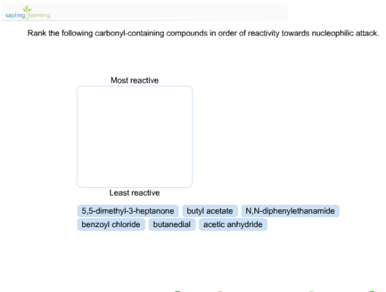 Rank the following carbonyl - containing compounds