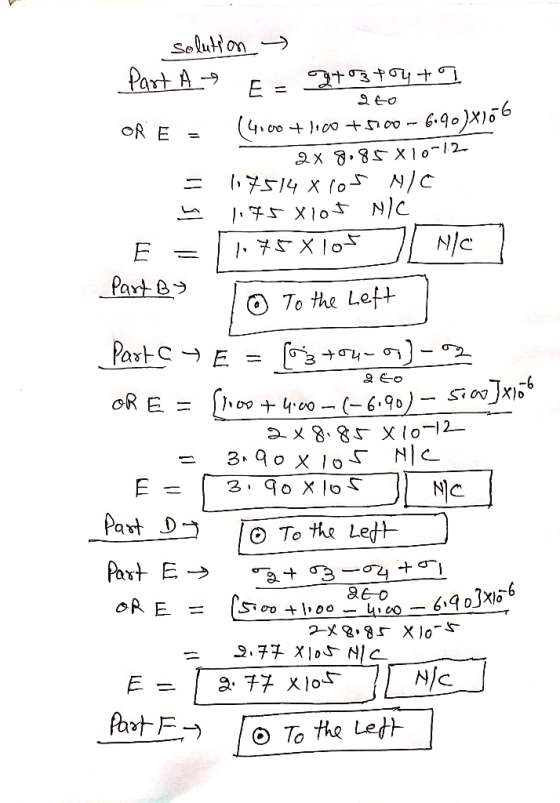 solution Part A - E grozpouta 260 OR E = (4100 + 1000 +500 - 6.90)x166 2 x 8.85 x 10-12 = 117514 x los NIO h 1.75 Xlot NC E =