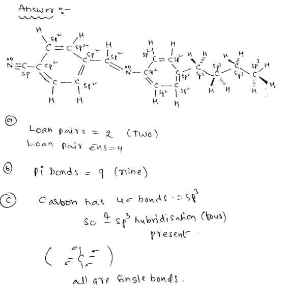 Answer o mu H I sp² CE L エー H H ep 12 H Czasp H H H Ć Spa & SpH lec sp I H 12 Isp² sp H H ū H H H Loan pairs = q loan pair en
