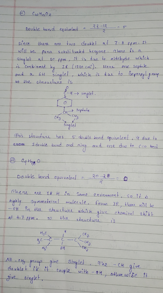 Ciono2 33-13 Double band equhvalat 5 since w be two doublet at 7-8 pp m T there para substiuakd benzene akene is 10 ppm is du