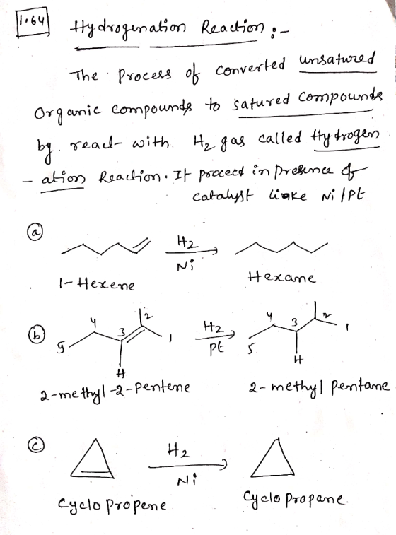 Poul Hydrogenation Reaction :- The Process of converted unsatured Organic compounds to satured compounds by react with H₂ gas