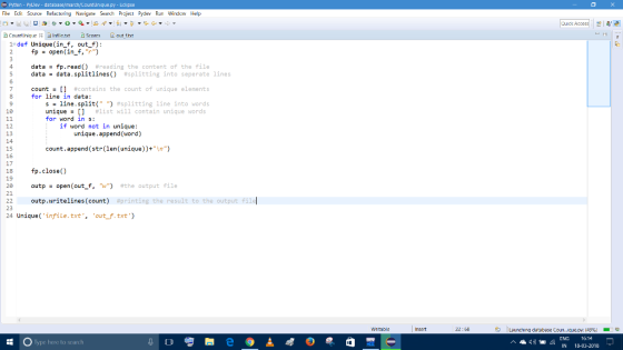 Pythin -PyDev - database/march CountUnique py - Eclipse File Edit Scurce Refactoring Navigate Search Prjet Pyde Run Wirio Hel