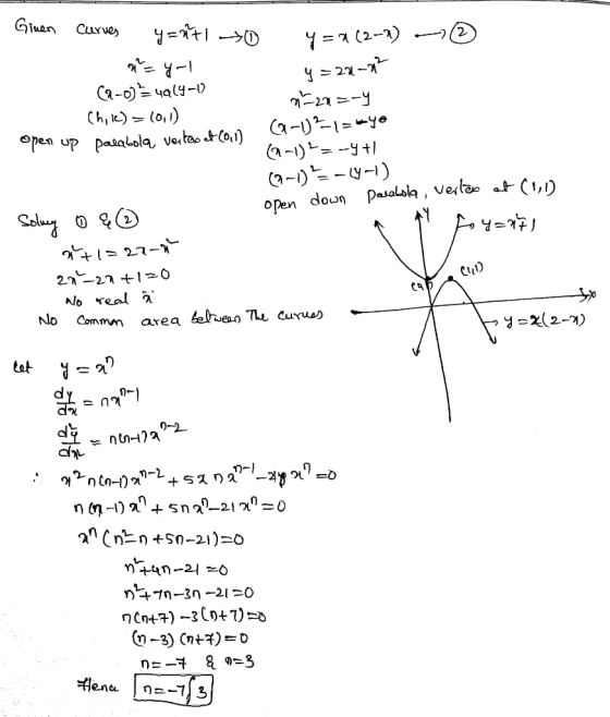y=23-712 Giuen curves y=ntl o y=x (2-2) - 2 -y-1 (2-0) = 4914–1) 7-22=-4 Chic) = (0,1) open up palabola vertex et (0.1) (4-1²