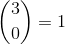 \binom{3}{0} = 1