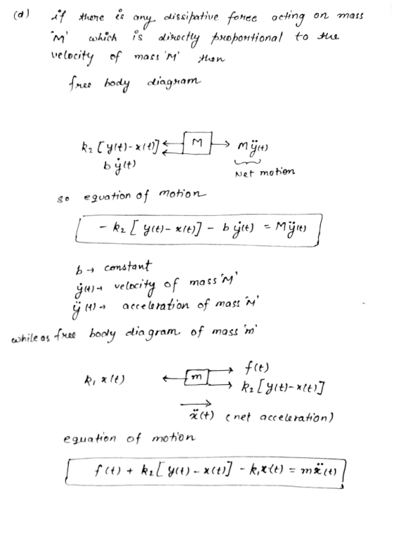 (d) any issipative fomee oeting lirocty opontional to Hue on SSOuu which uelocity of mass M Hhon fres body ingnam M RCyex Net