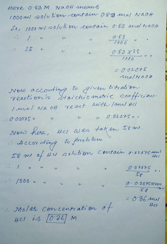 Here 0.83 M NaOH means 1000 ml solution contain 0.83 mol Naot So, 1000 ml solution contain 0.83 mo naoj .: / u 0.83 7000 25 a