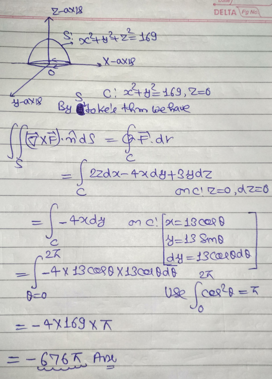 Dale Z-axis DELTA Pg No. s x444 Z 169 X-axis s Cixty 169, 2=0 yaxs By Hokee them we have Fox Elands & F. dr azda-4xdy+3ydz on