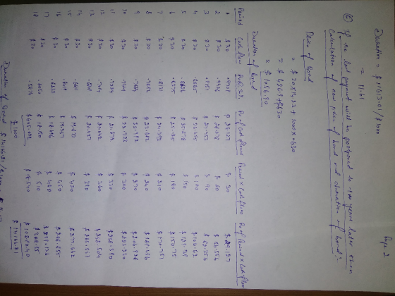 Duration 2 $1613.01/¢ lodo 2 11.61 If the lart payment will be postponed to two years later than Calculation of now price of