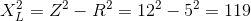 X_{L}^{2}=Z^{2}-R^{2}=12^{2}-5^{2}=119