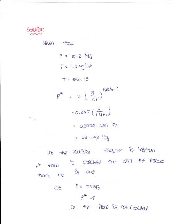 Solution iven that T89 15 0135) 53588 15a) Poa 53.5a8 mach no is one at so he low s ot chocked