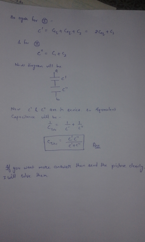 so again for 6 c=CG + Ceq + G - 2 Ceq +G & for e c = c + Now diagram will be 9 Lc Now clch are in Capacitance will be serie
