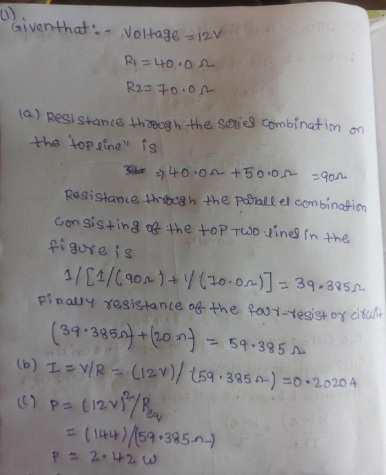 la.) ) Regi stance hgh the solies combinat ion an Resistanie th 0gh the Pasall el com binatio Gon gisting og the +oP Tuo ine9