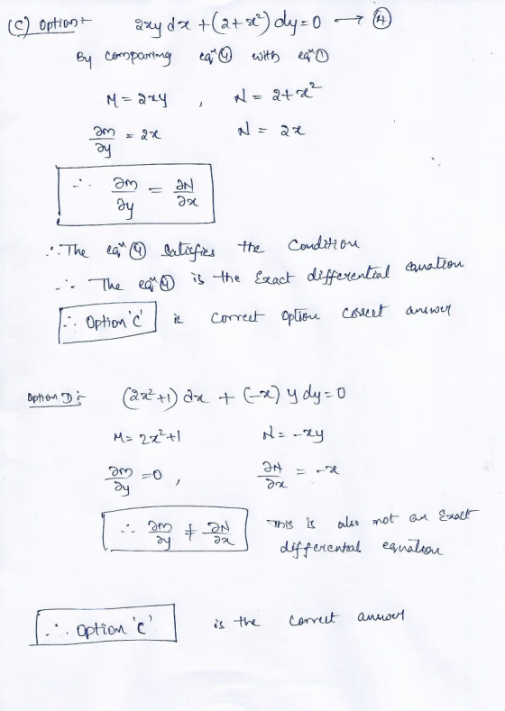 -7 (9) Option axy dx +(a+s4) dy=8 → By comparing can with an M=axy N = at x² am ay am ау ON aa ..The can o satisfies the Con