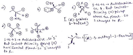 OBY H 1+2+3 → Antielockwise so, s. But Lowest Priority (H) group above the plane so an el I (R)-2-chloro schanges to R. 1-but