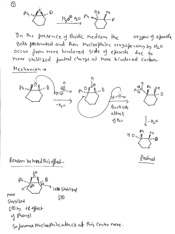 1200 no Pho ne In the presence of Acidic medium the oxygen of epoxide gets protonated and then Nucleophilic ring openning by