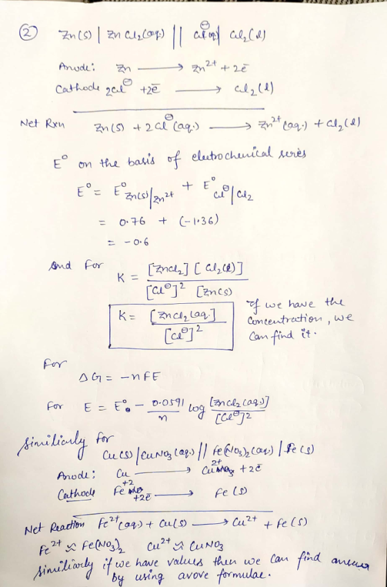 © Zn(5) I zn cu cop) | alf rol alall) Anude: Zn t +2 Cathode zal + cela(d) Net Rru 2018) + 2 al caq.) zn?* 699.) +0,(e) E on
