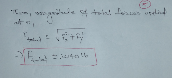 A Then, of total force forces applied maganidade of total at on Itatal - Valth Etotal = 1040 lb