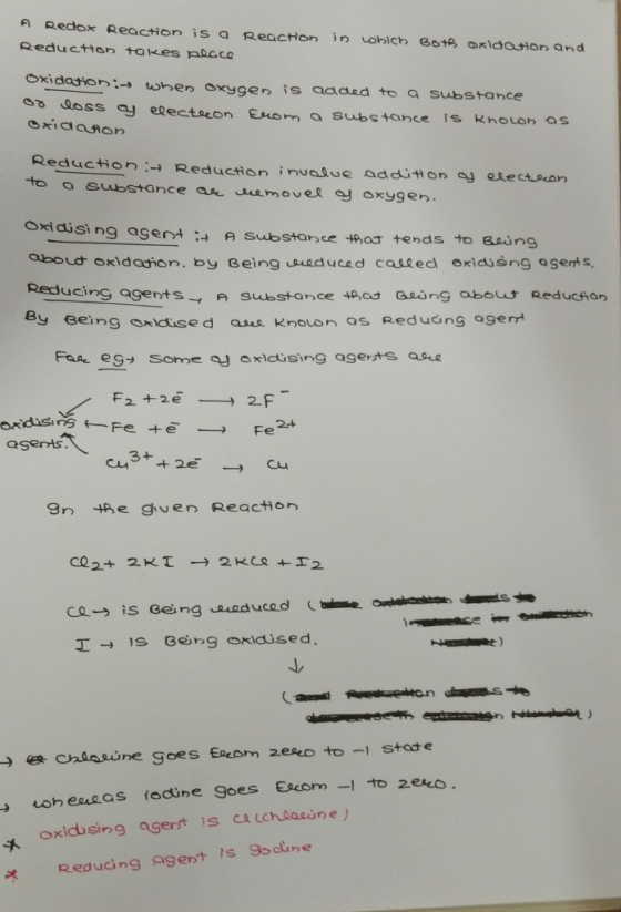 ค Redox Reaction is a Reaction in uohich Botr, ridation and Oxidation:→ when oxygen is aadad to a substance Reduction:→ Reduc