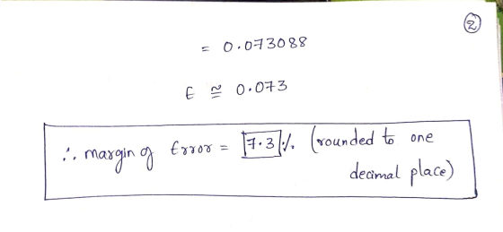 = 0.073088 E ~ 0.073 1. Margin g foror = 17.35.1. (rounded to one decimal place)