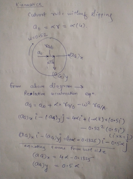 Кіле ался, Sipping culvest rolls withouf ao = KX = X(4). W = 0.52 rGo AG) x Gy from above diagram Reglative acceleration egn.