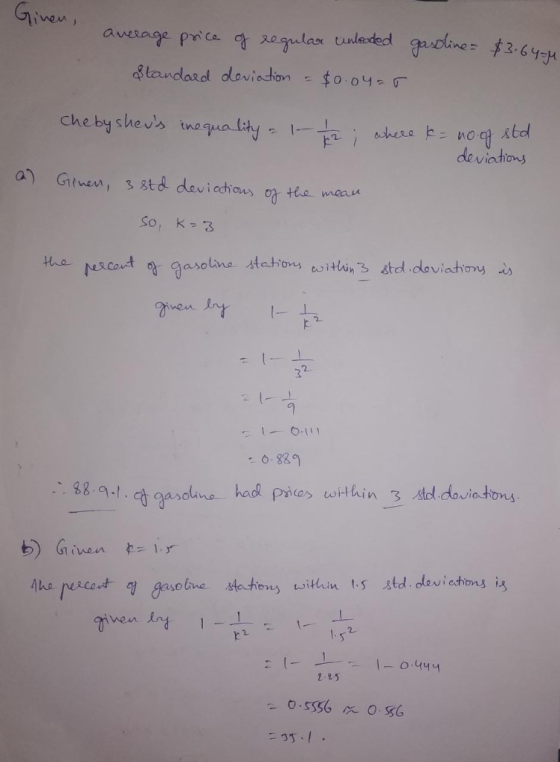 nsoded ne 2.64 deviahons icchiony So, k=3 thie 2 I-O-111 83.9- b) Given 1 s 1.25 1