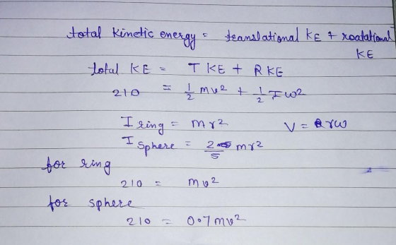 total kimetic teanslatignal ke +roataliaa KE TKE RKE tetal KE 210 2 2 Ieing mY2 sphere 2 m12 or img my 2 210 17 tos spher 7mv