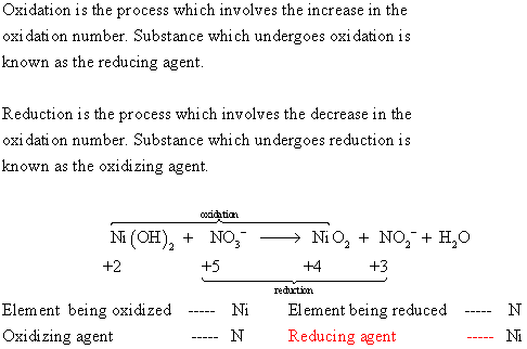 Oxidation is the process which involves the increase in the oxi dati on number. Substance which undergoes oxidation is known