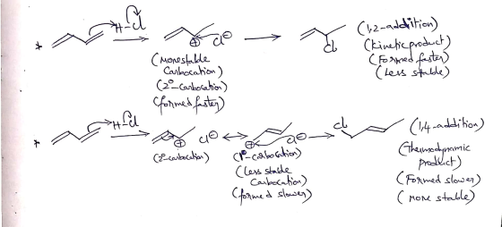 a t - a são (Monestable - Carbocation) (2°Carbocation) (1,2-addition) kinetic product) (Formed faster) Chess stable) formed