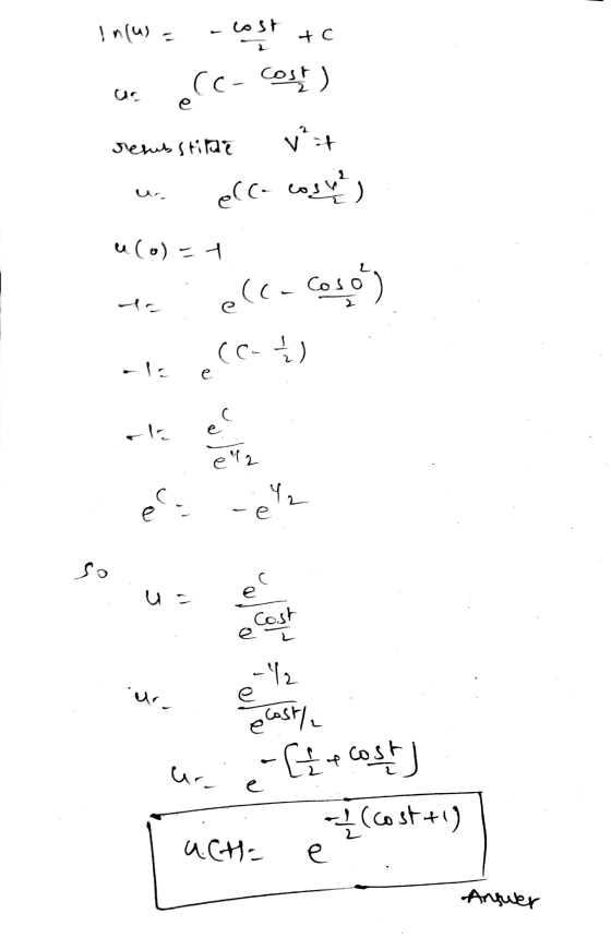 (u) ال ما 나C ecc- c빨 Vit Jesubstine 인 u) | e-Coyo) 을 -1. e 면 el er Y2 e. e u = ec Cost e 42 /اكمام 빨 -Ct + cs ur e (at) uch-