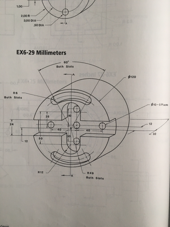 1.00- 2.00 R 3,00 DIA .50 DIA EX6-29 Millimeters 60° Both Slots 0120 R6 Both Slots 010 - 5 Places - 12 32 L 12 R12 LR49 Both
