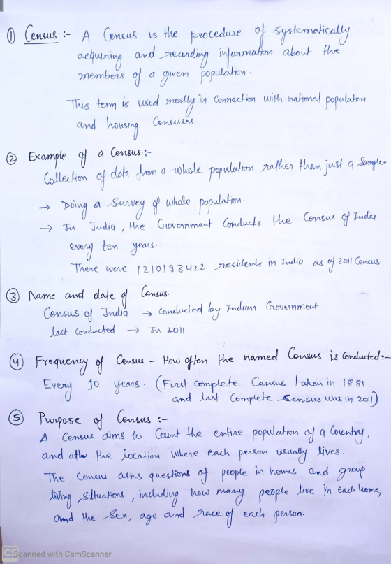:- a Census. :- 0 Census A Census is the procedure of systematically acturing and rewarding information about the members of