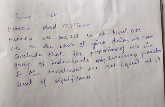 Co.05 it to at dala, hiv in bo HIV in a 1064 Hence, obsd retro.o5 Hence, we preject to at level 0.05 ile on the basis of gire