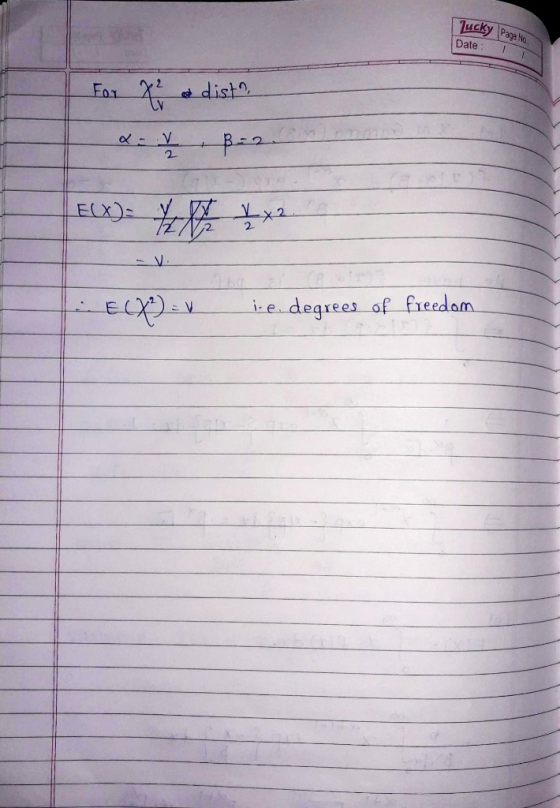 Tucky Page No. Date : dist Fox 2 -V ise degrees of freedom V