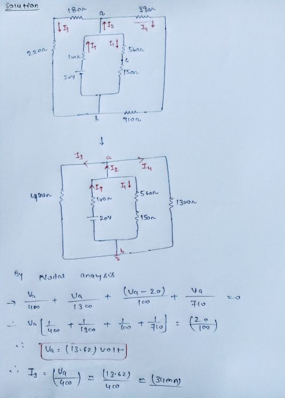 Solution 18or 3900 a 112 + Ty 11$ 56on 22on 15on alon -- 13 a (Iz Iu It It -56on goon 13oon 20V 15on h By prodal analysis (va