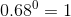 0.68^{0}=1