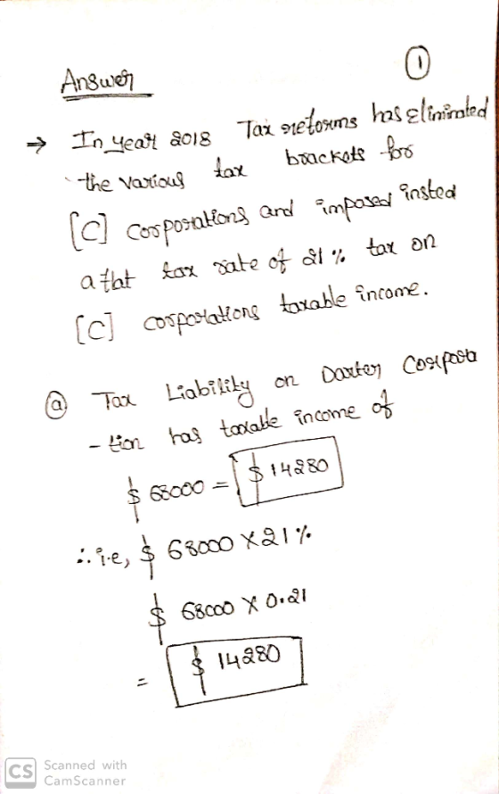 Answer ~ In Year 2018 Tax reforms has glinimed the various tax brackets for (c) Corporations and imposer insted atlat tax sat