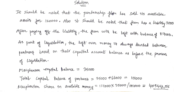 solution It should be noted that the partnership from has sold its available assets for 120000 • Also it should be noted that