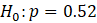 Ho:p = 0.52