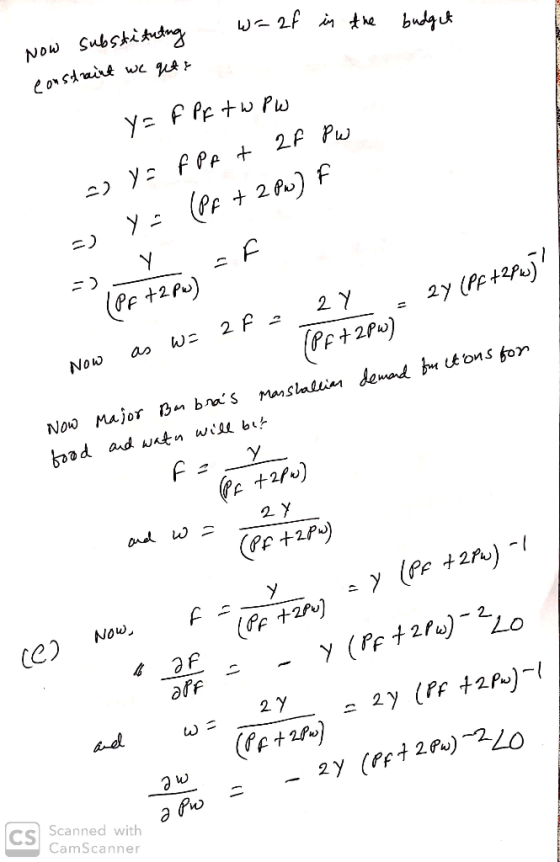 w=2f in the budget Now substituting constraint we gets Y=F Pf t W PW 2) Y=fPpt 2F Pw =) Y = (pf + 2 Pw) F =) Y F (Pfthew . .