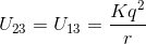 U_{23} =U_{13}= rac{K q^2 }{r}